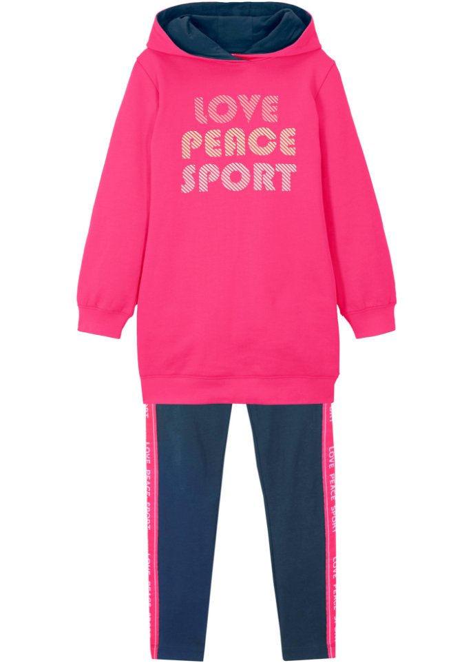 Mädchen Sweatshirt und Leggings (2tlg.Set) mit Bio-Baumwolle in pink von vorne - bpc bonprix collection
