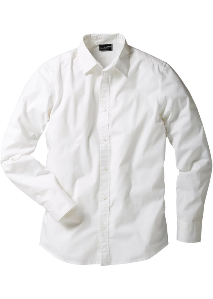 Stretch-Hemd, Slim Fit in weiß von vorne - bpc selection