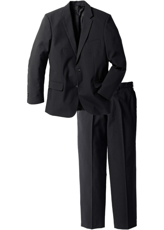 Anzug (2-tlg. Set): Sakko und Hose in schwarz von vorne - bpc selection