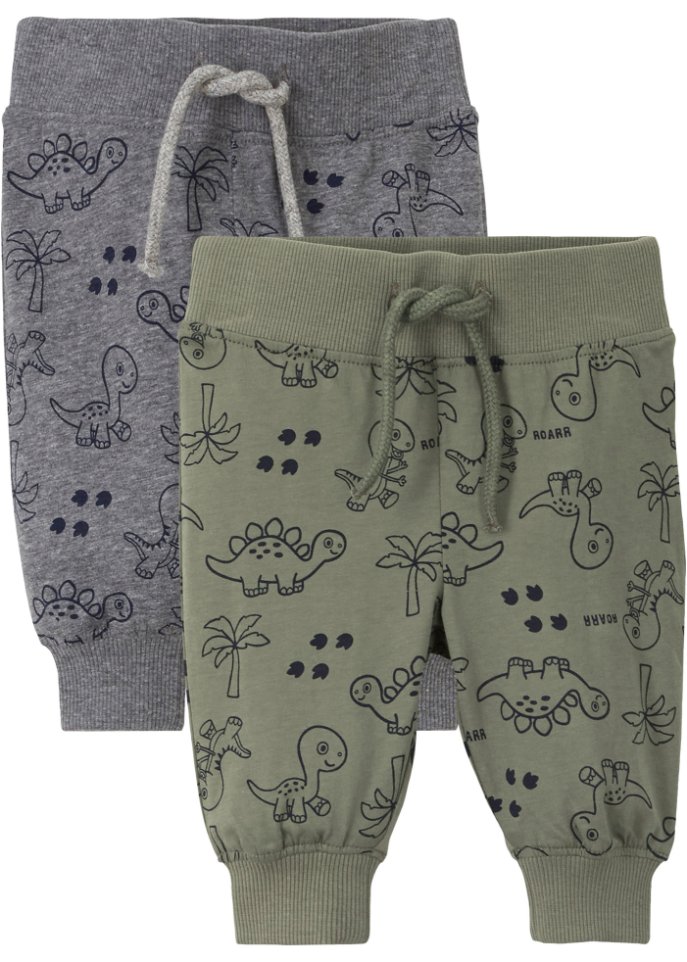 Baby Shirthose (2er Pack) Bio-Baumwolle in grün von vorne - bpc bonprix collection