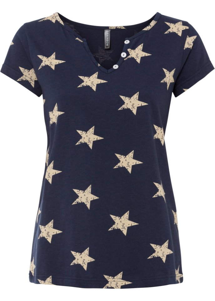 Shirt mit Sternen in blau von vorne - RAINBOW