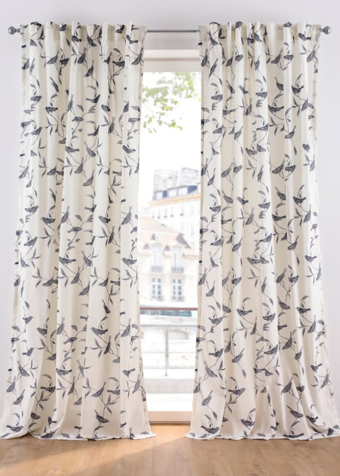 Vorhang mit Vogel Druck (1er Pack) in beige - bpc living bonprix collection
