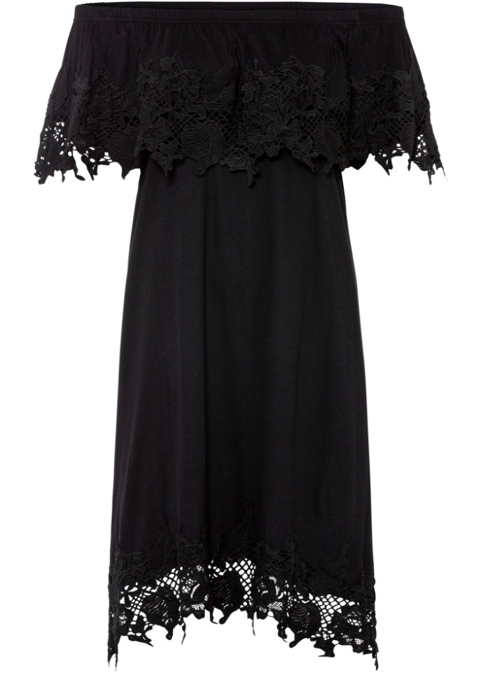 Carmen-Kleid in schwarz von vorne - BODYFLIRT