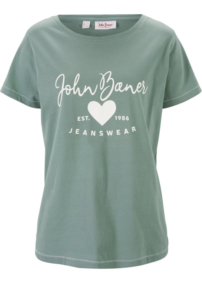T-Shirt in grün von vorne - John Baner JEANSWEAR