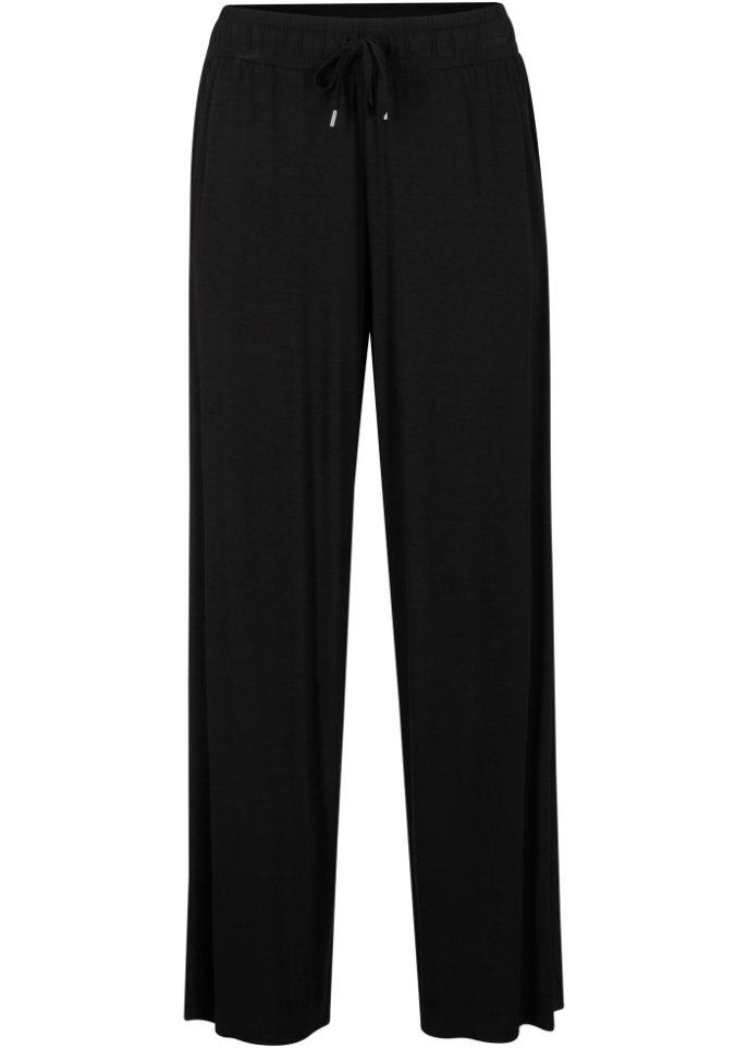Jersey- Hose mit Bindeband in schwarz von vorne - bpc bonprix collection