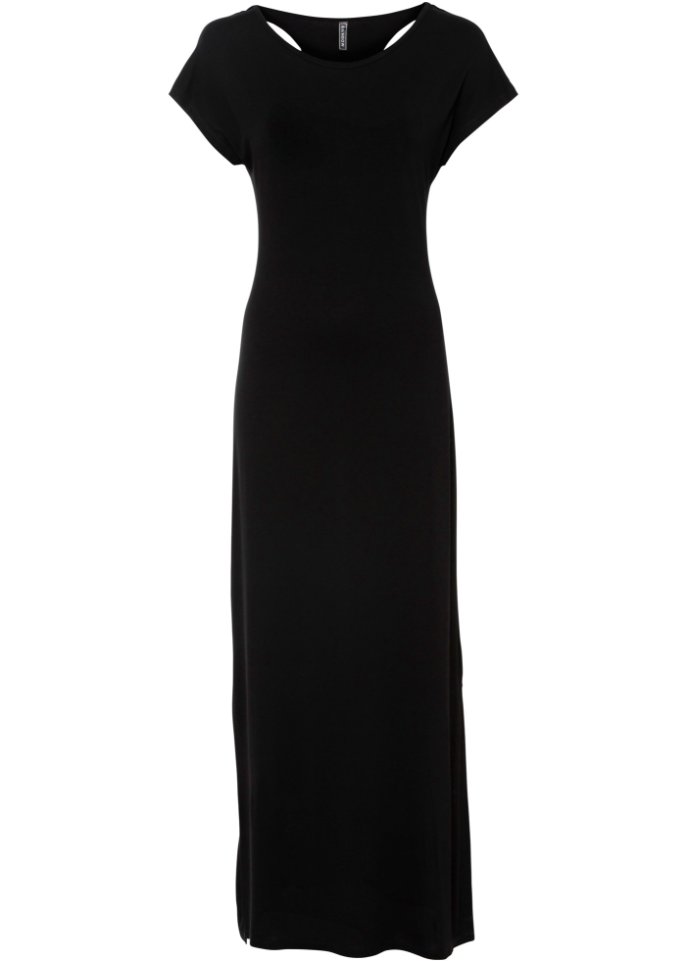 Jerseykleid mit Rückendetail in schwarz von vorne - RAINBOW