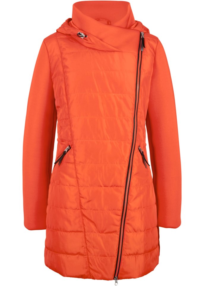 Jacke mit breitem Kragen und Kapuze in orange von vorne - bpc bonprix collection