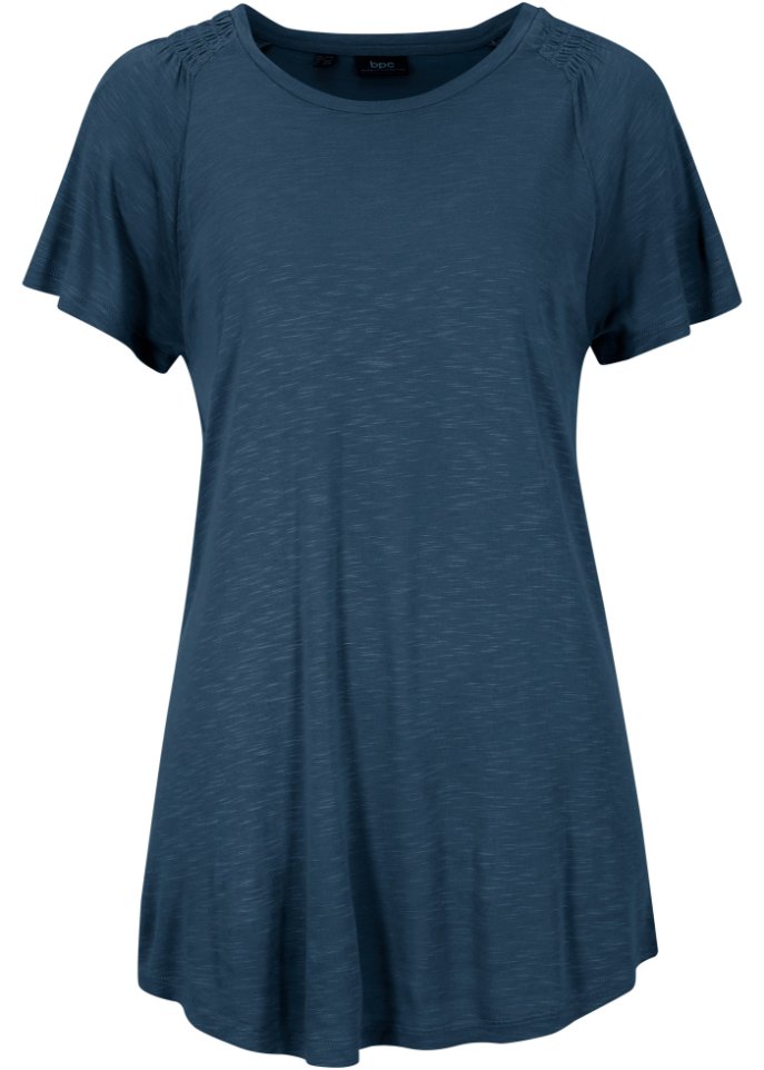 Flammgarn-Shirt mit Flügelärmeln in blau von vorne - bpc bonprix collection