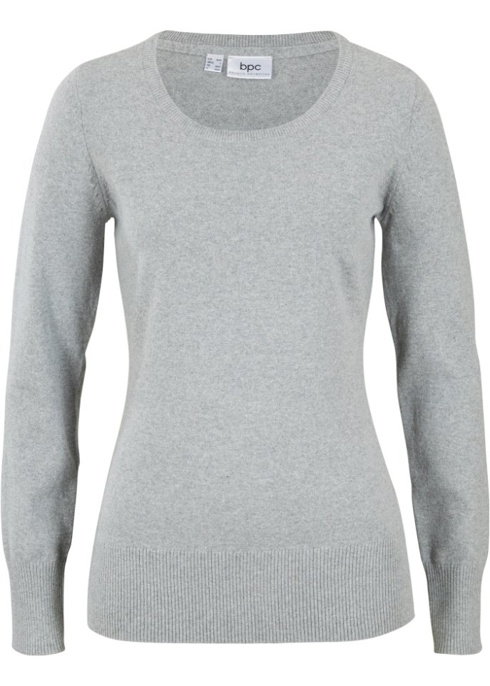 Basic Pullover mit recycelter Baumwolle in grau von vorne - bpc bonprix collection