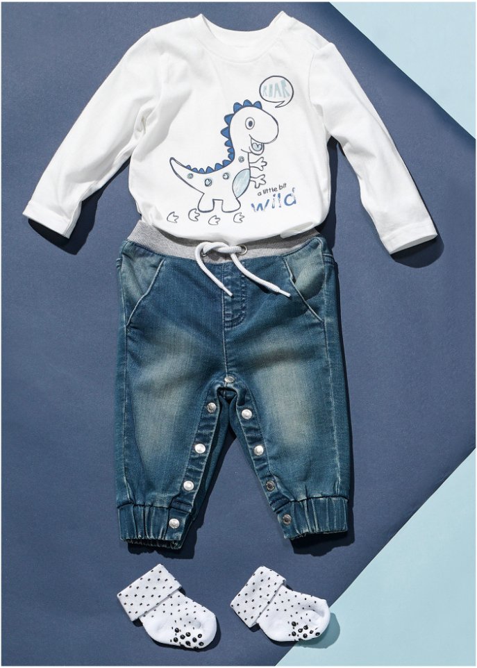 Jersey-Bund Jeans Lässige blau | - mit Kinder - bonprix