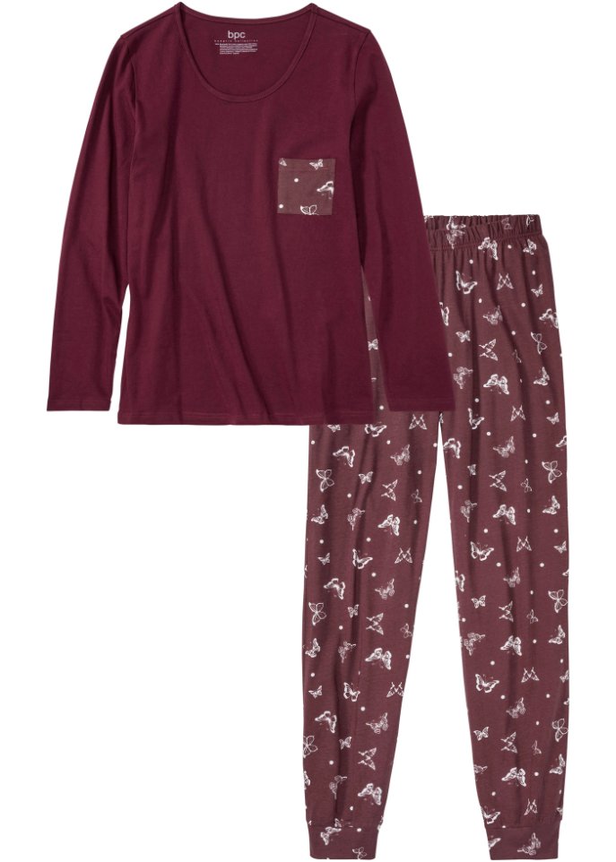 Pyjama aus Bio-Baumwolle in rot von vorne - bpc bonprix collection