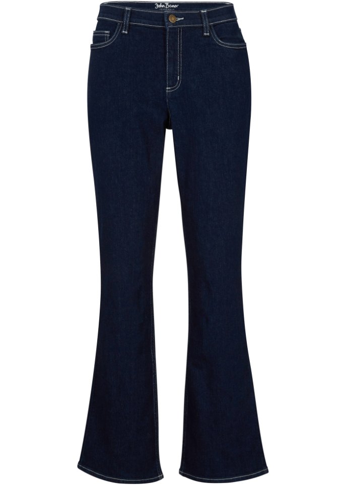 Stretch- Jeans aus Bio-Baumwolle, Bootcut in blau von vorne - John Baner JEANSWEAR