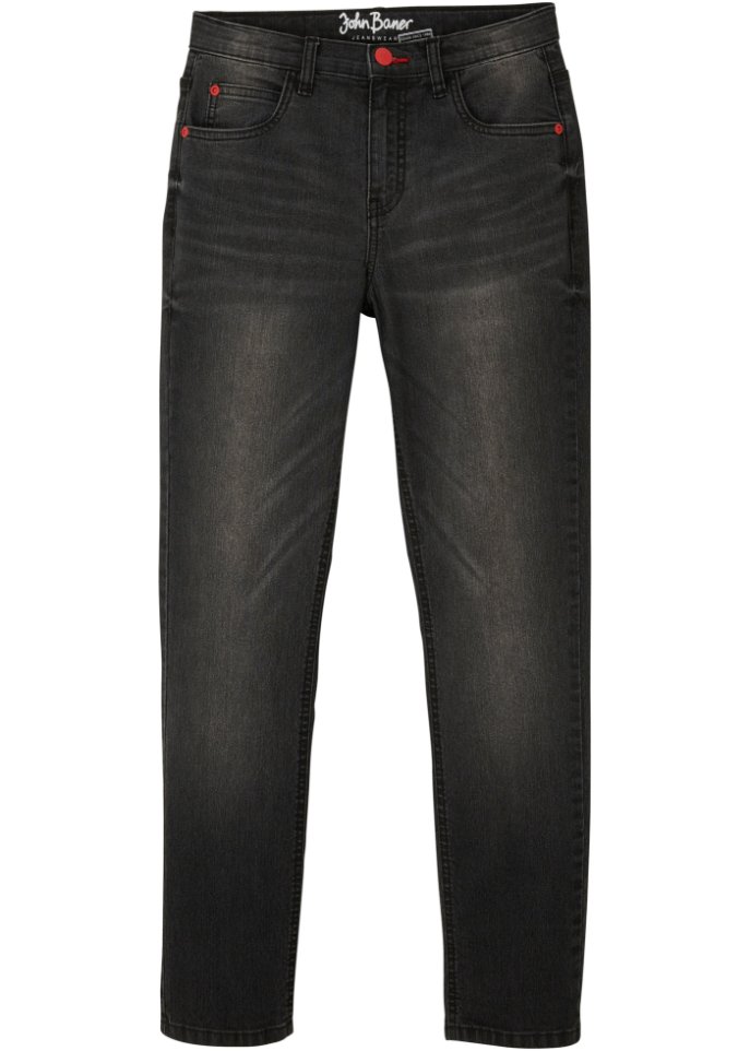 Jungen Jeans mit cooler Waschung, Slim Fit in grau von vorne - John Baner JEANSWEAR