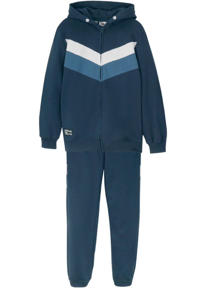 Kinder Trainingsanzug (2-tlg. Set) in blau von vorne - bpc bonprix collection