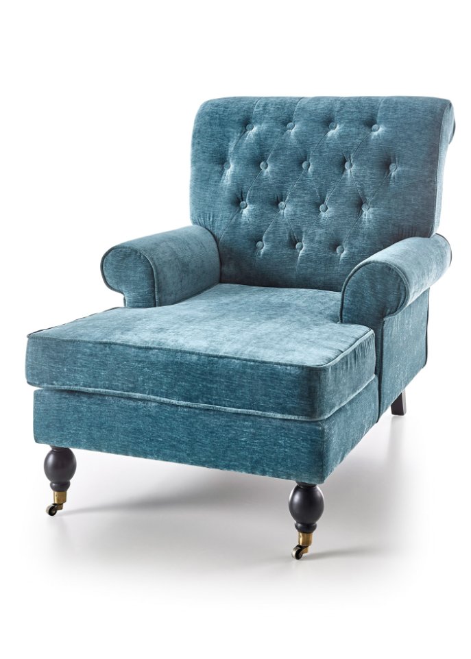 Sessel mit Fußteil in blau von vorne - bpc living bonprix collection