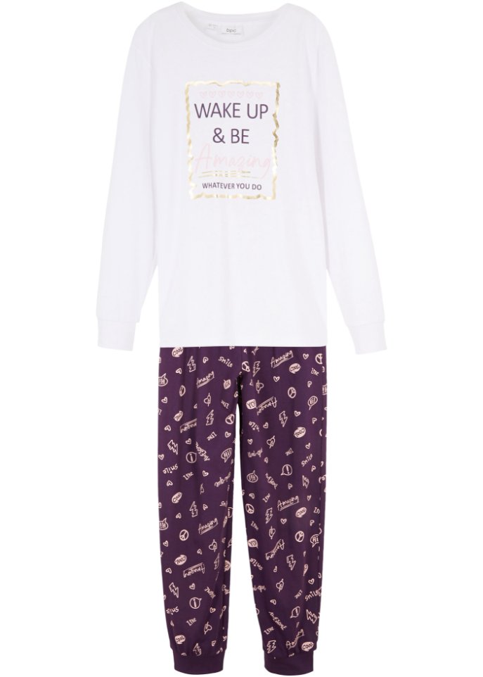 Mädchen Pyjama (2tlg. Set) in lila von vorne - bpc bonprix collection