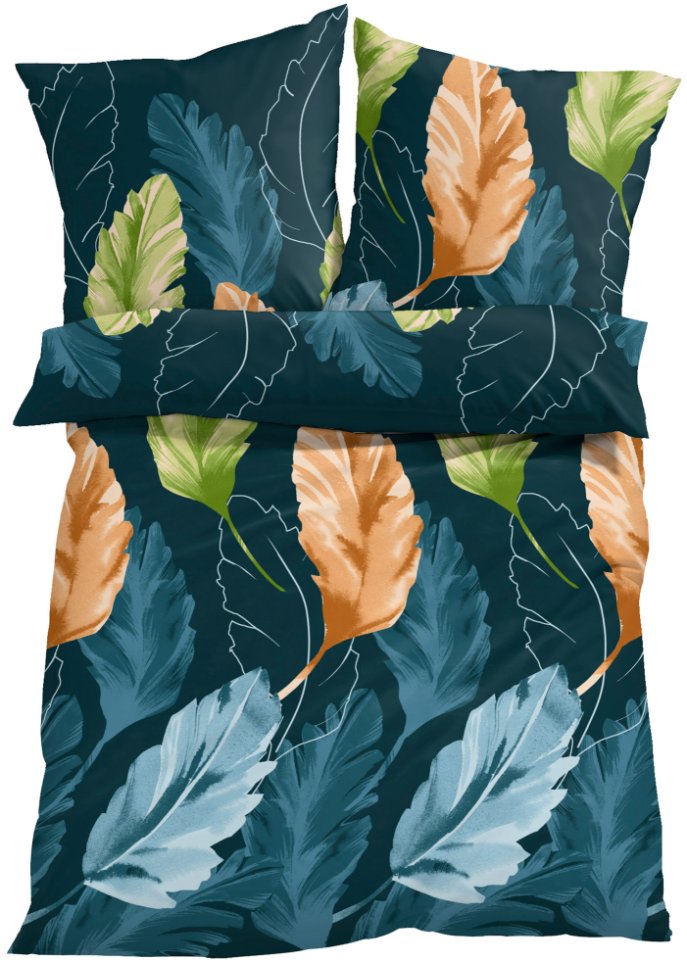 Bettwäsche mit Blättern in blau - bpc living bonprix collection