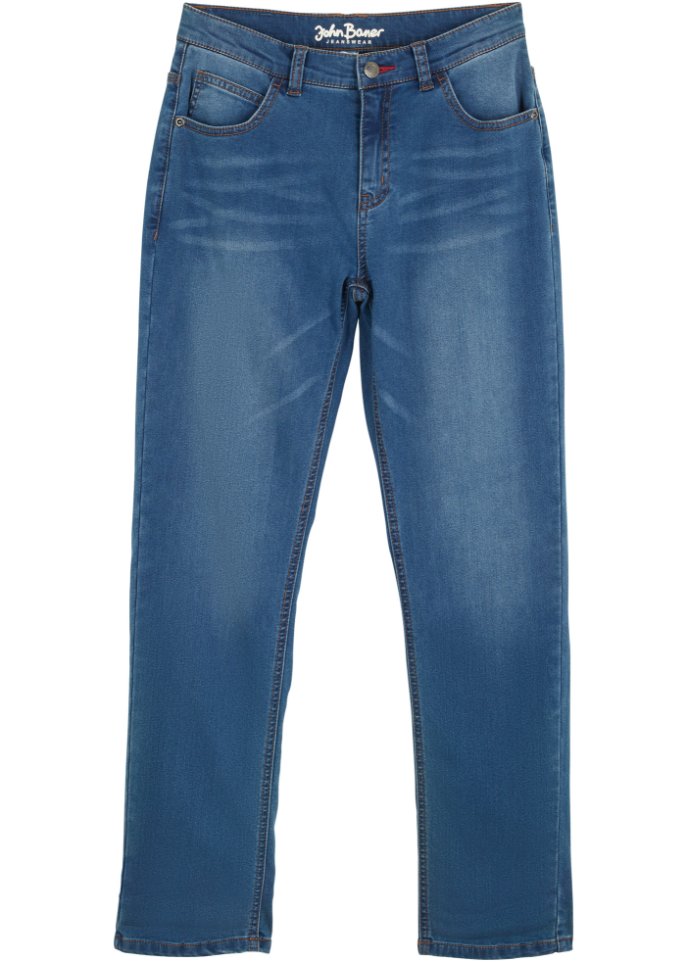 Jungen Jeans mit Fleece, Slim Fit in blau von vorne - John Baner JEANSWEAR