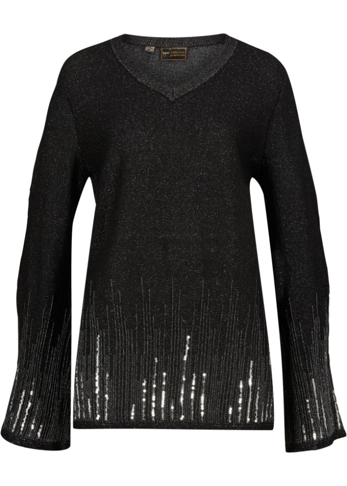 Pullover mit metallic Farbverlauf in schwarz von vorne - bpc selection premium