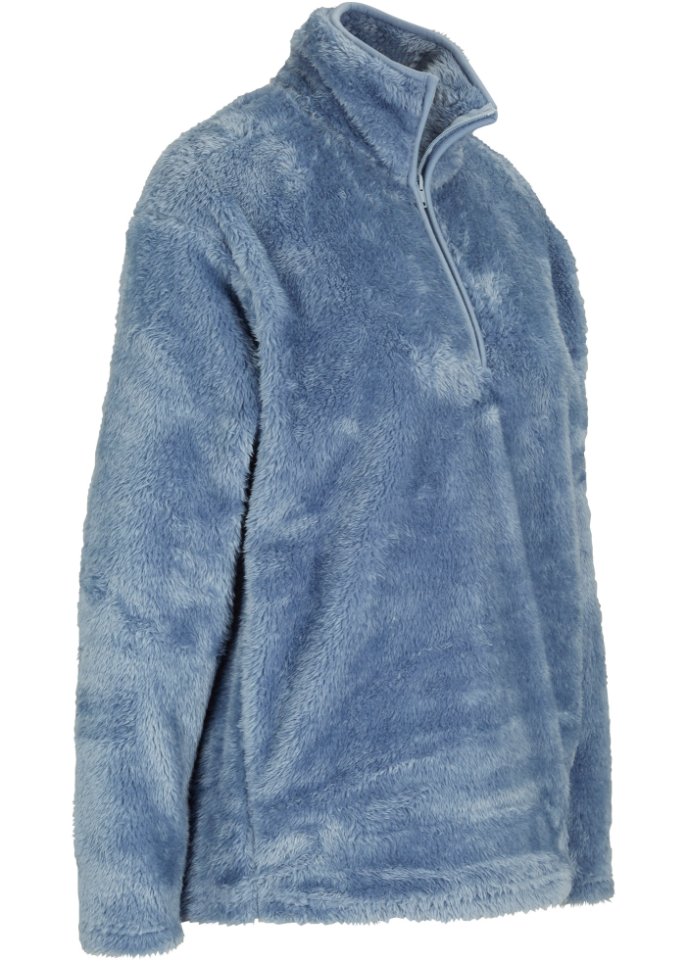Kuschel-Fleeceshirt, weit geschnitten in blau von vorne - bpc bonprix collection