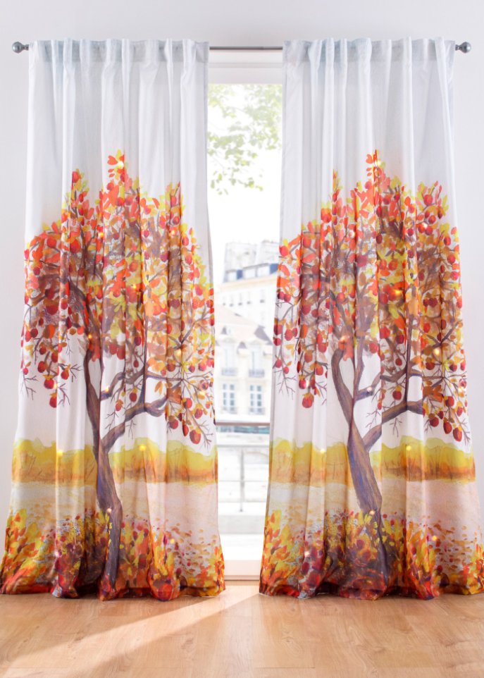 LED Vorhang mit Herbstbaum-Druck (1er Pack) in weiß - bpc living bonprix collection