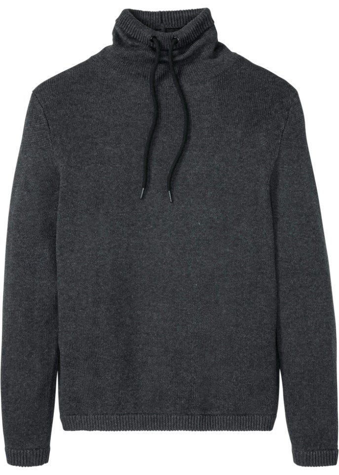 Pullover mit Schalkragen in grau von vorne - bpc bonprix collection