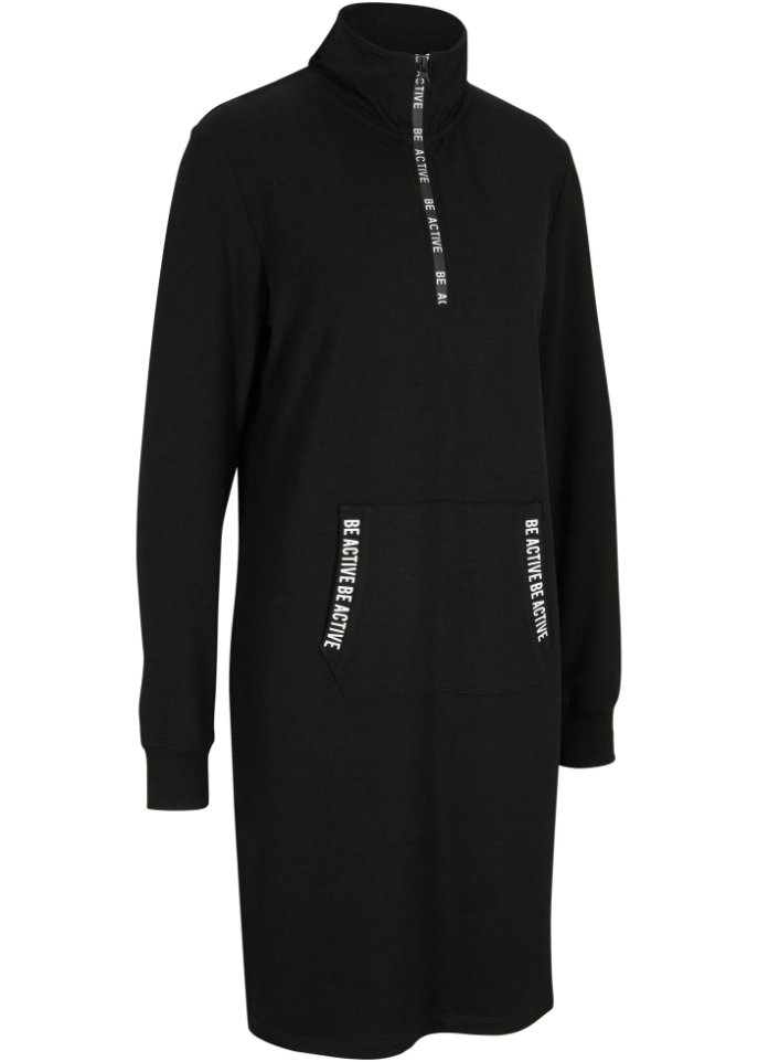 Weiches Sweatkleid in schwarz von vorne - bpc bonprix collection