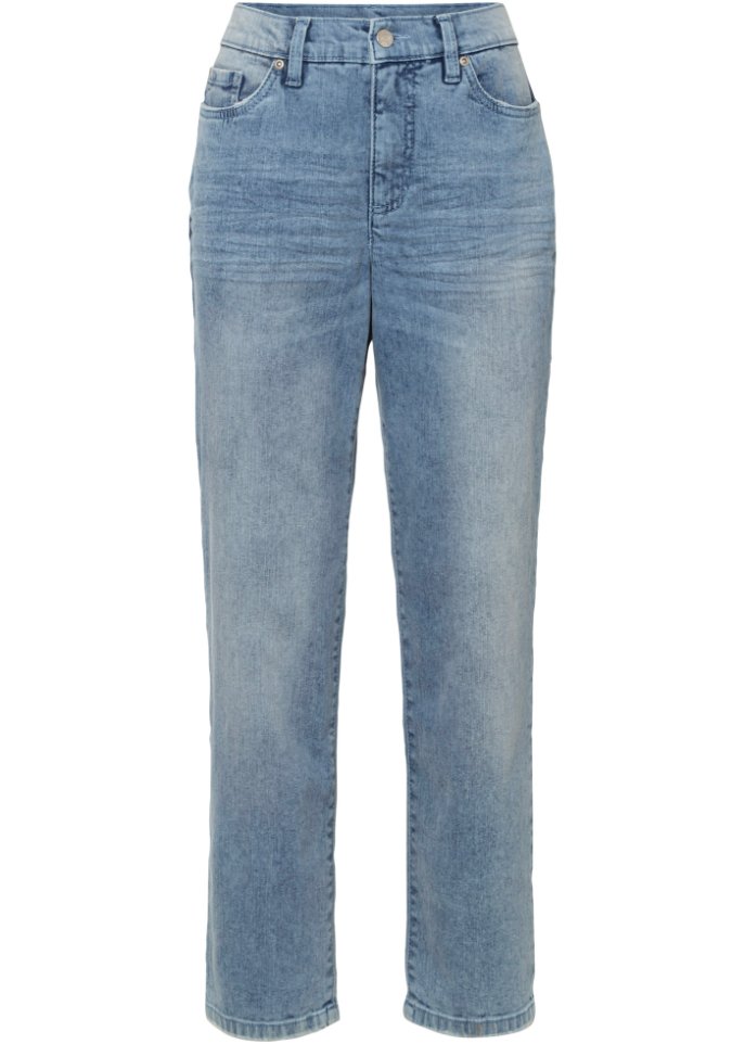 Mom-Jeans aus Bio-Baumwolle in blau von vorne - BODYFLIRT