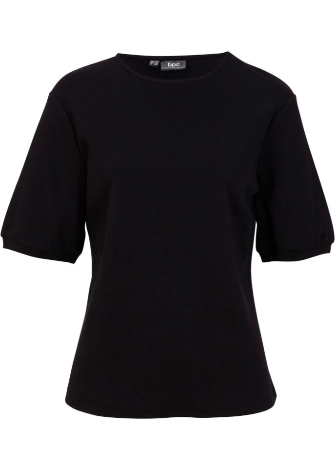 Shirt mit Puffärmeln, halbarm in schwarz von vorne - bpc bonprix collection