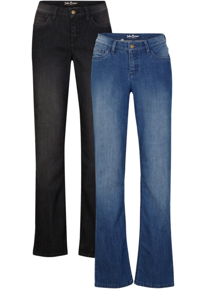 Komfort-Stretch-Jeans, Straight, 2-er Pack in blau von vorne - John Baner JEANSWEAR