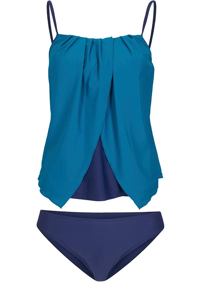 Toller Bandeau Tankini mit modernem Druck dunkelblau / türkis