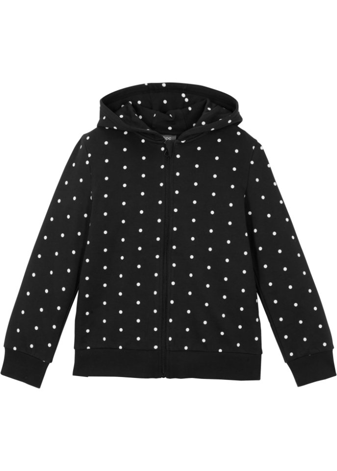 Mädchen Kapuzen-Sweatshirtjacke in schwarz von vorne - bpc bonprix collection