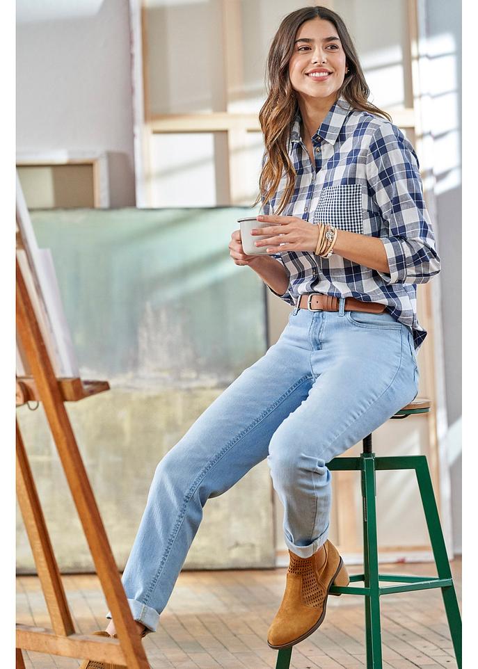 Moderne Stretch-Boyfriend-Jeans - blau 