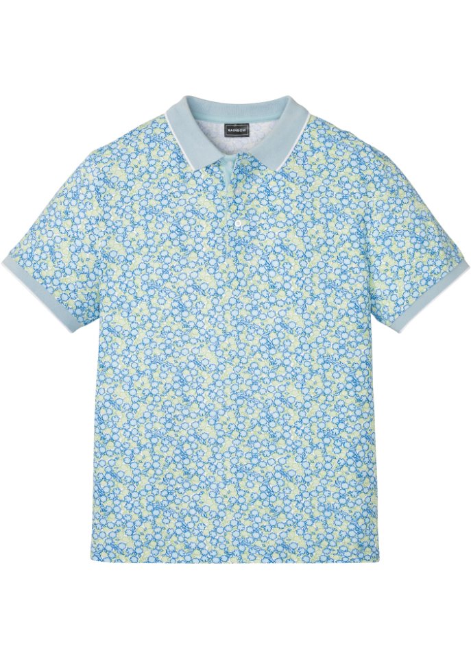 Piqué-Poloshirt aus Bio Baumwolle, Kurzarm in weiß von vorne - RAINBOW