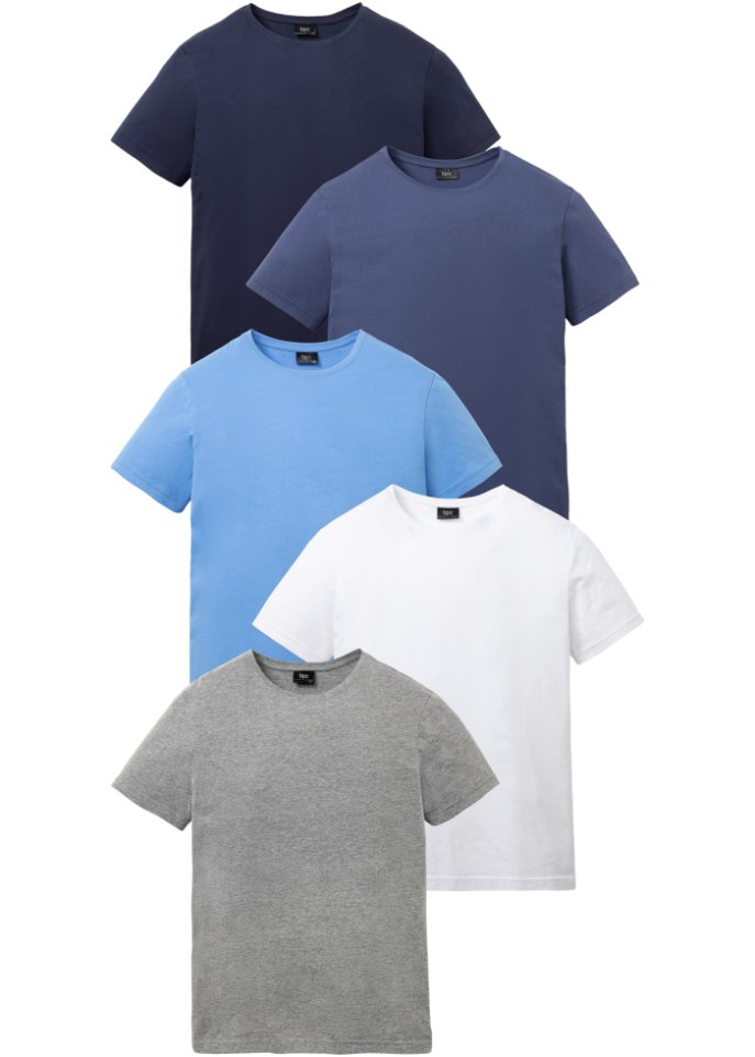 T-Shirt (5er Pack) in weiß von vorne - bpc bonprix collection