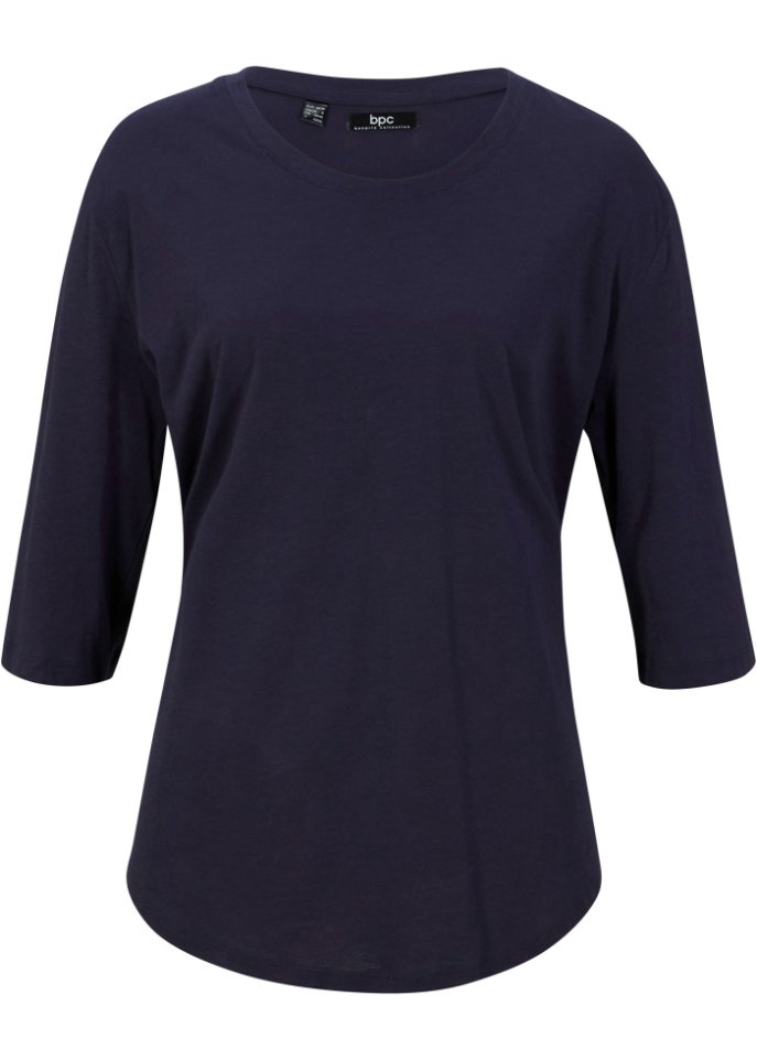 Shirt aus Baumwolle mit Raffungsdetail hinten in blau von vorne - bpc bonprix collection