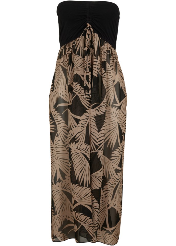 Chiffon Strand Bandeau-Kleid in schwarz von vorne - bpc selection