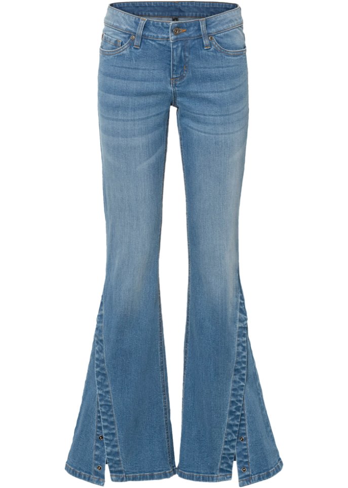 Weite Jeans mit Knopfleiste aus Bio-Baumwolle in blau von vorne - RAINBOW