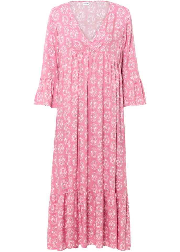 Kaftan-Kleid in rosa von vorne - BODYFLIRT