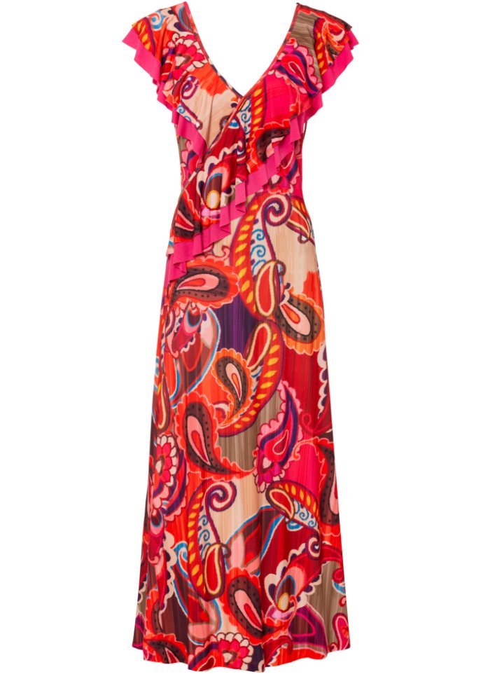 Kleid mit Volant in rot von vorne - BODYFLIRT boutique