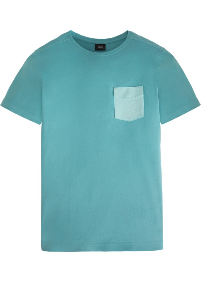 T-Shirt mit Tasche in grün von vorne - bpc bonprix collection