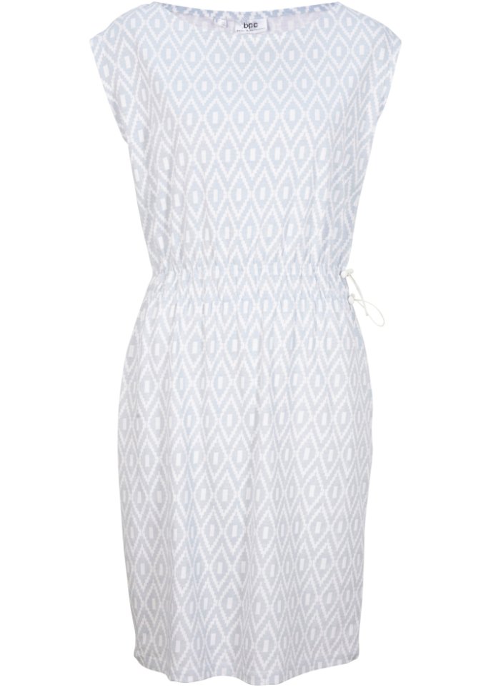 Jerseykleid mit Bindeband in weiß von vorne - bpc bonprix collection