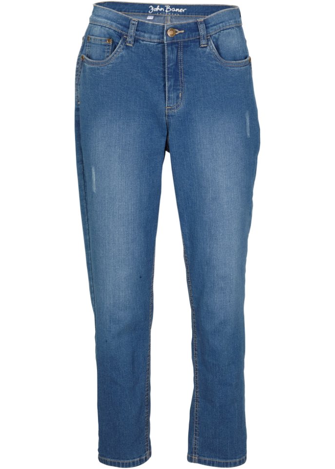 Ultra Soft Stretch Boyfriend-Jeans in blau von vorne - John Baner JEANSWEAR