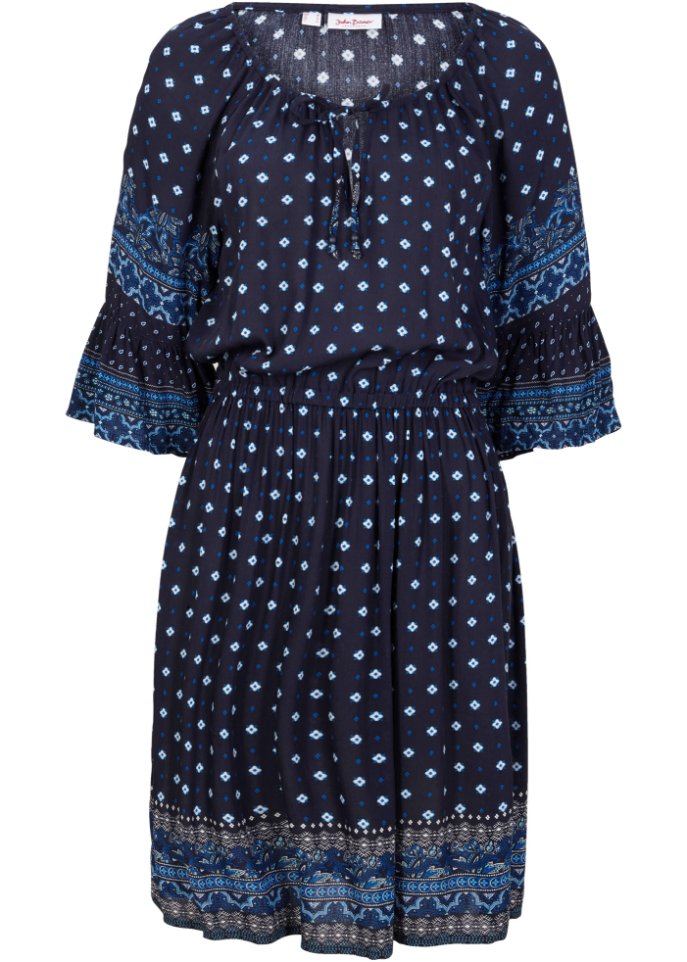 Luftiges Kleid mit Muster in blau von vorne - John Baner JEANSWEAR