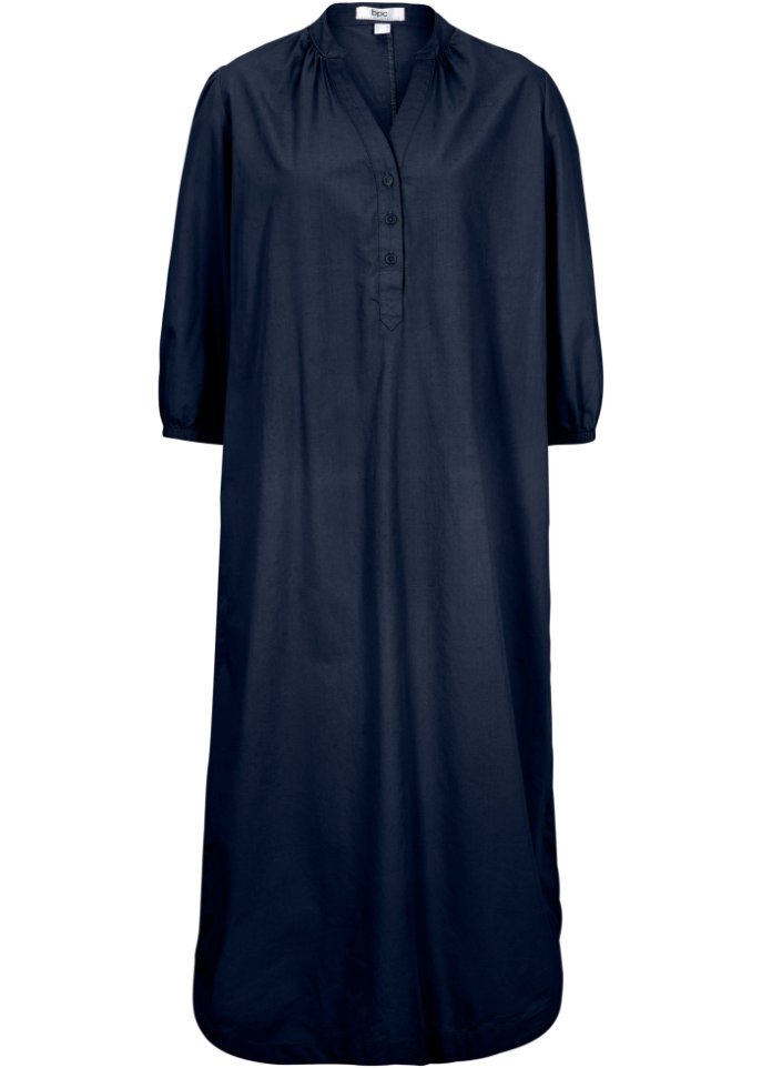Mittellanges Blusenkleid aus Popeline, A-Form in blau von vorne - bpc bonprix collection