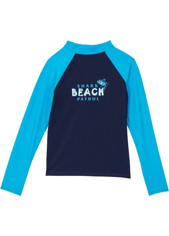 Jungen Bade Shirt mit UV Schutz in blau von vorne - bpc bonprix collection