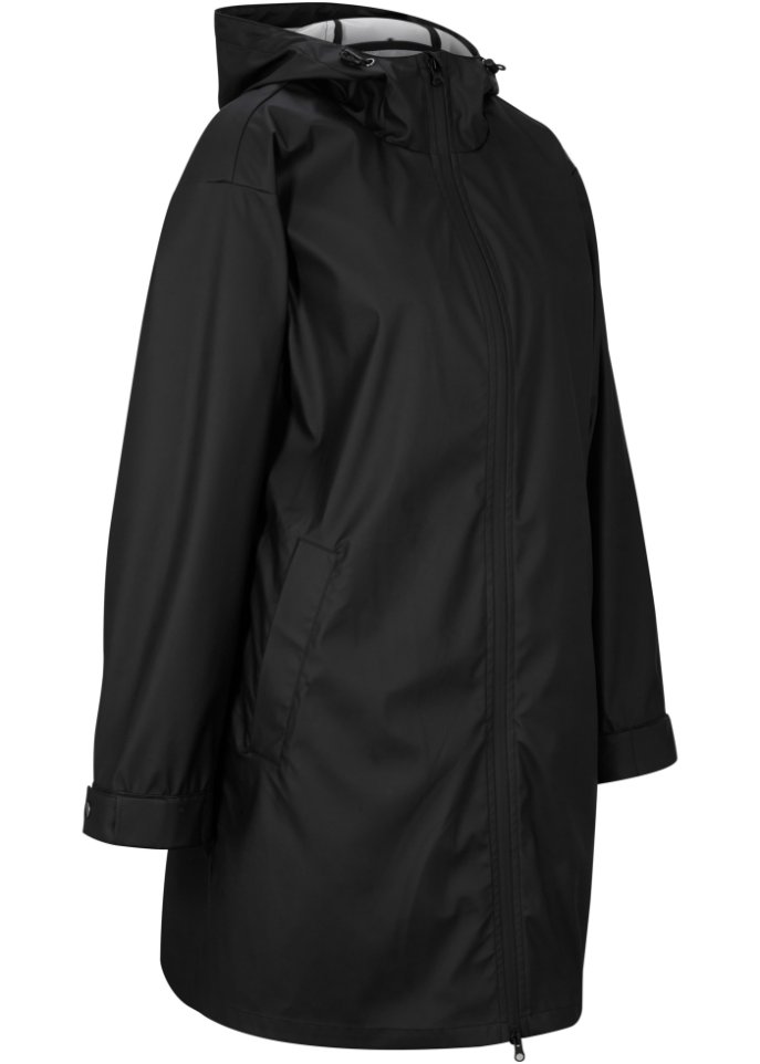 Regen-Long-Mantel, wasserdicht in schwarz von vorne - bpc bonprix collection