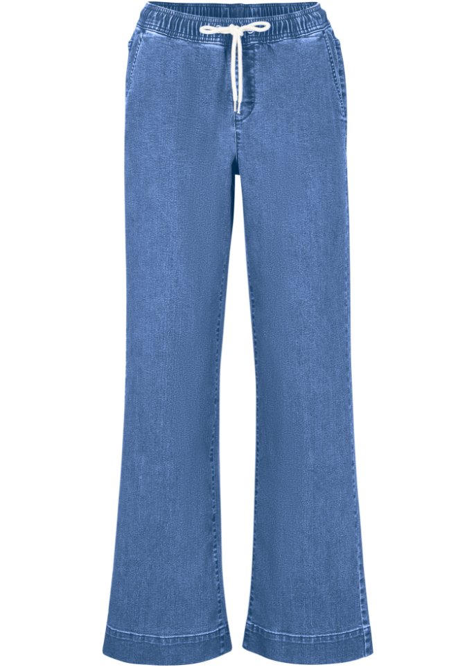 Wide Leg Jeans Mid Waist, Stretch  in blau - John Baner JEANSWEAR