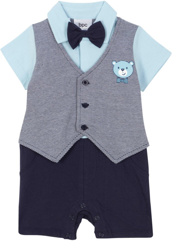 Baby Overall Bio-Baumwolle in blau von vorne - bpc bonprix collection