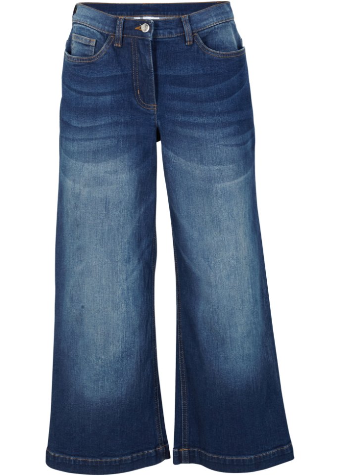 Jeans-Culotte aus Bio-Baumwolle in blau von vorne - bpc bonprix collection